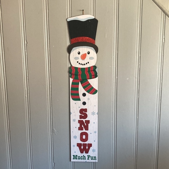 NWT- 48” Glittered LET IT SNOW Snowman Wooden Leaner or Hanger Decoration Sign - Picture 6 of 17